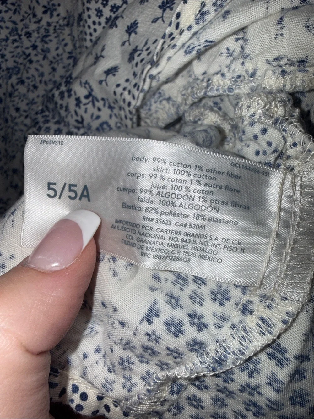 Girls Blue Chambray & White Floral Patchwork Sundress